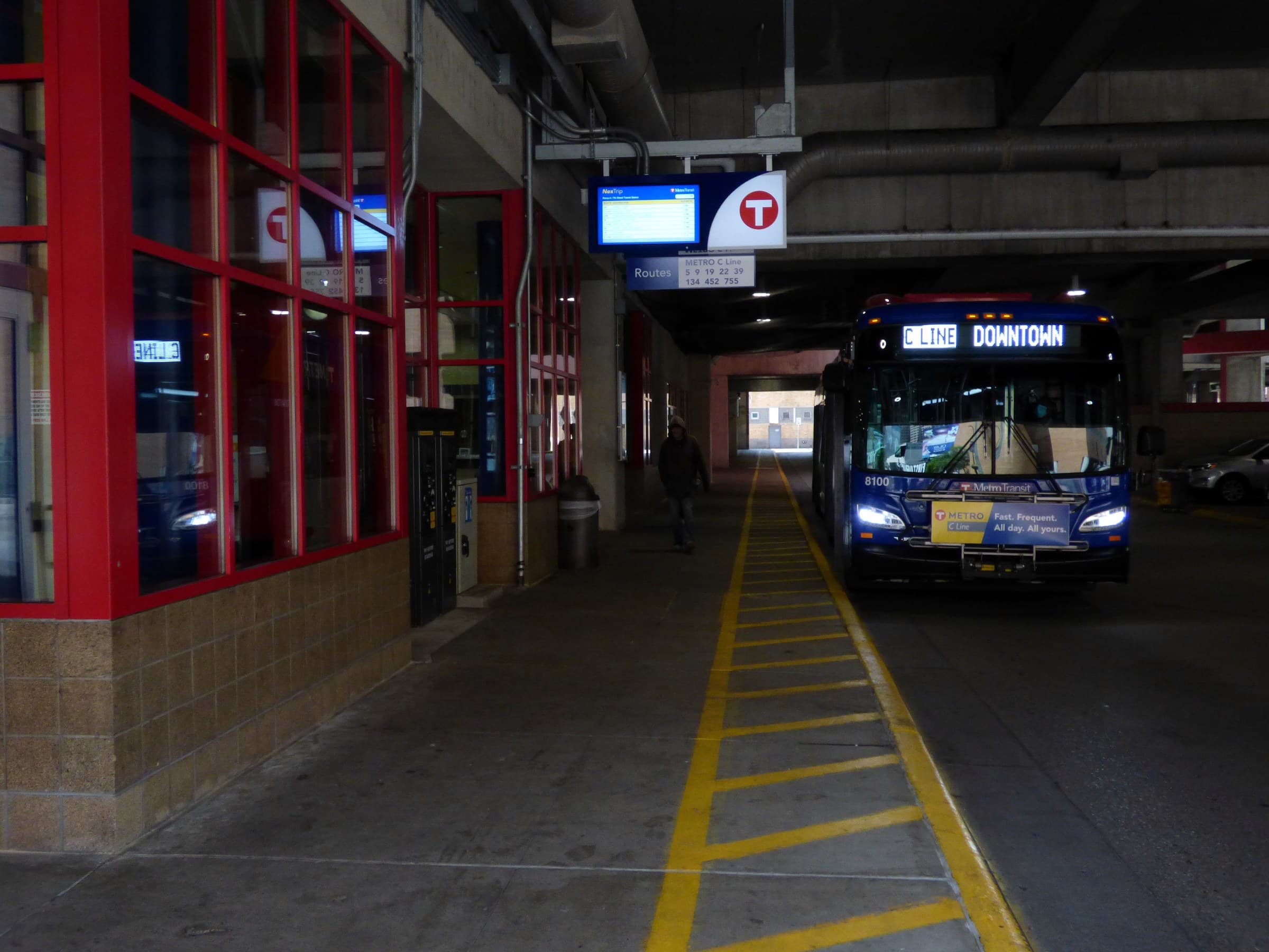A bus rapid transit station platform in the city