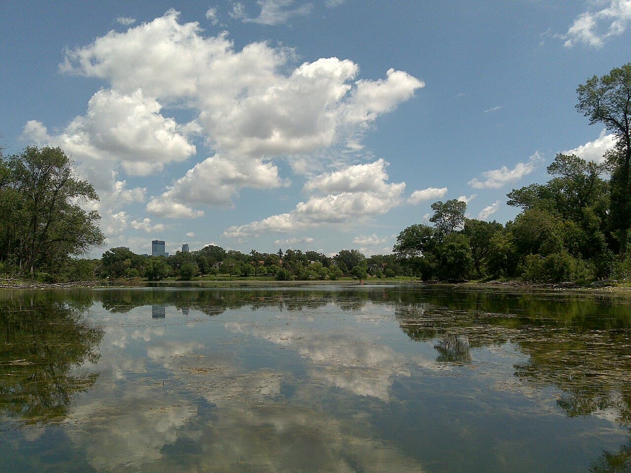 Lake of the Isles in Minneapolis, downhill from Lowry Hill