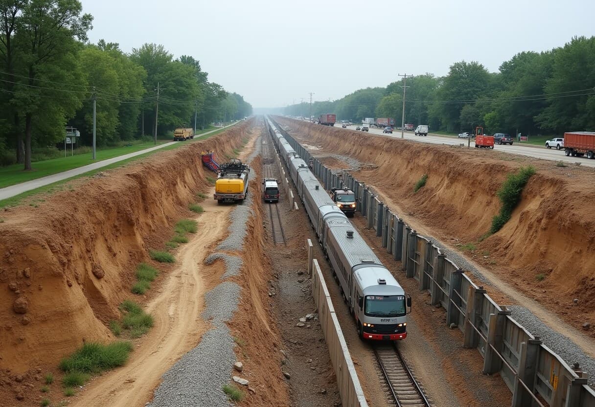 Light-rail construction in the Kenilworth corridor in Minneapolis