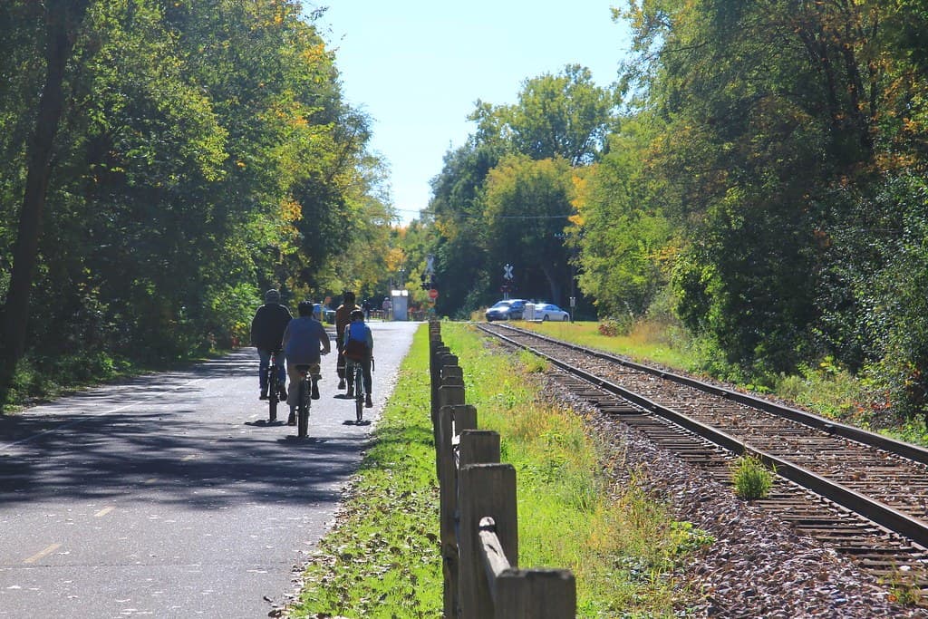 The Cedar Lake Regional Trail through the woods